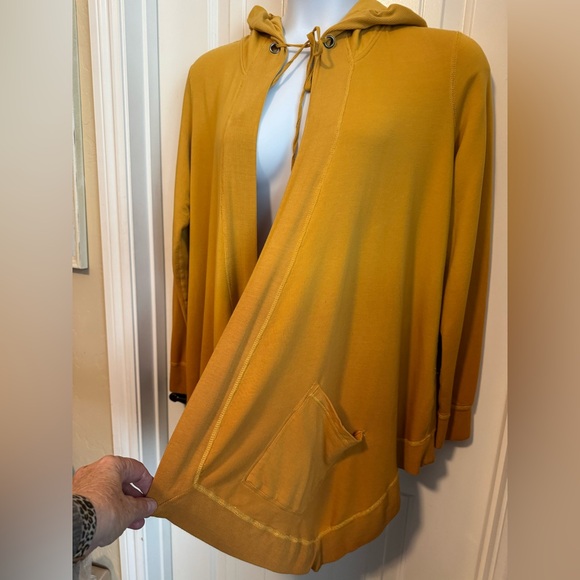 Evy’s Tree The Nicole Hooded Open Cardigan W/Diagonal Pockets Golden Sunset, L - Picture 3 of 10